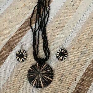 Black Starburst Pendant Necklace